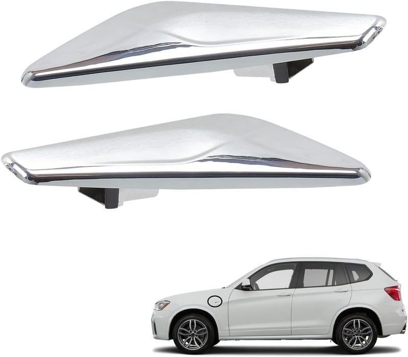 Vehjunc Front Side Fender Trim Chrome Finisher side marker Emblem Moulding fits BMW X3 X4 F25 F26 Replaces# 51117338569 51117338570 - Image 1